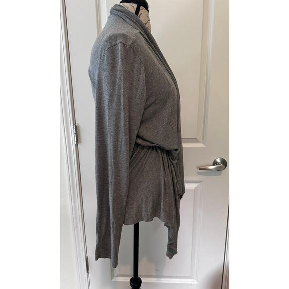 Mossimo Women's sz L Jersey Knit Front Tie Grey Drape Cardigan - Picture 2 of 8